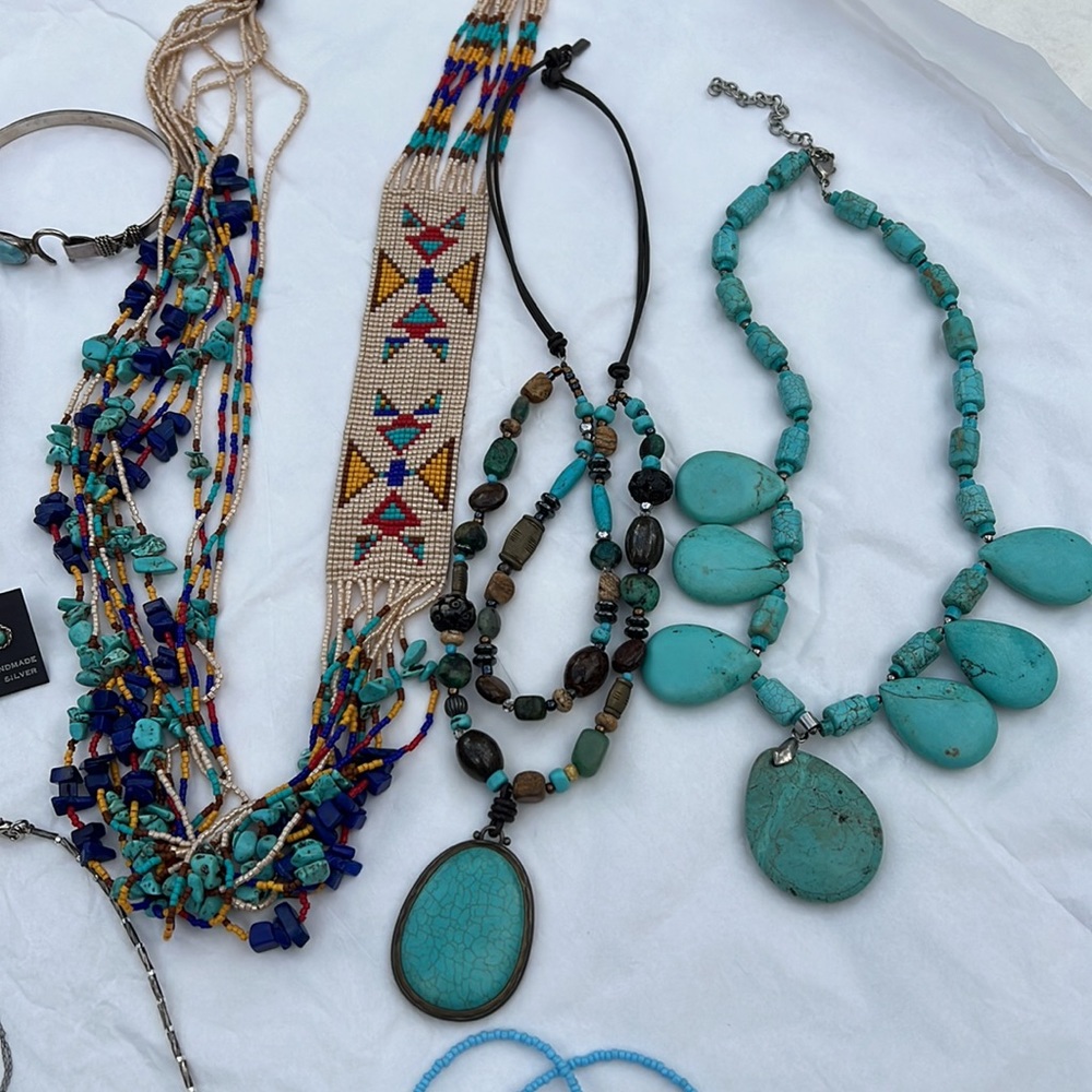 9 piece vintage and current turquoise jewelry mixed lot